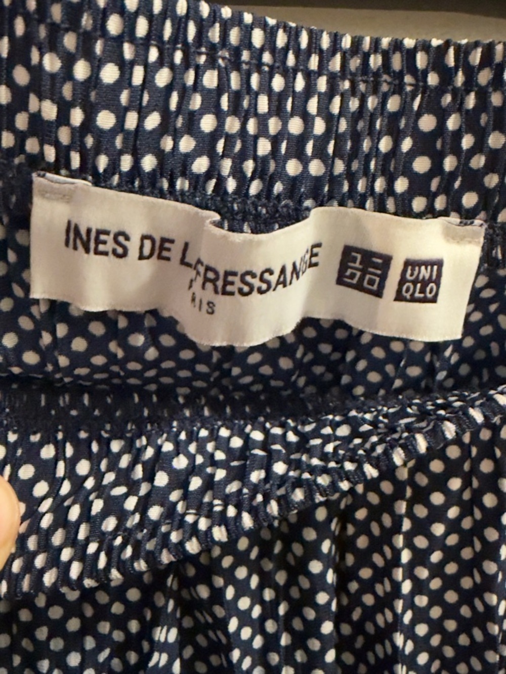Uniqlo x Ines de la Fressange Polka Dot Maxi Skirt Small Navy White Pleated - Picture 2 of 3